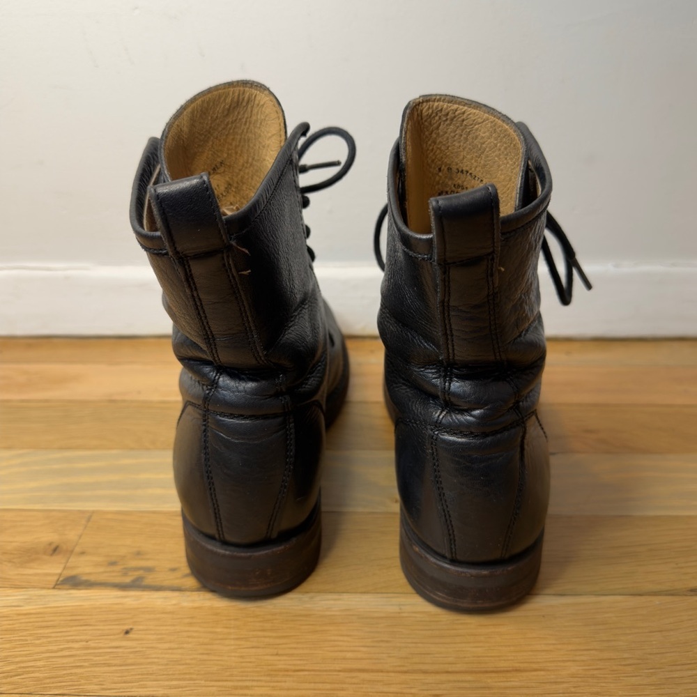 Frye Sabrina 6G Lace Up Black Leather Boots Size 9 - Picture 11 of 13